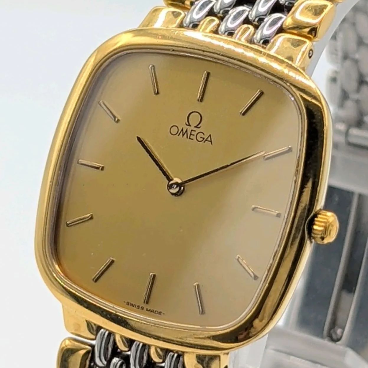 OMEGA DE VILLE Watch Quartz Ladies Square Gold Silver Combi Gold 