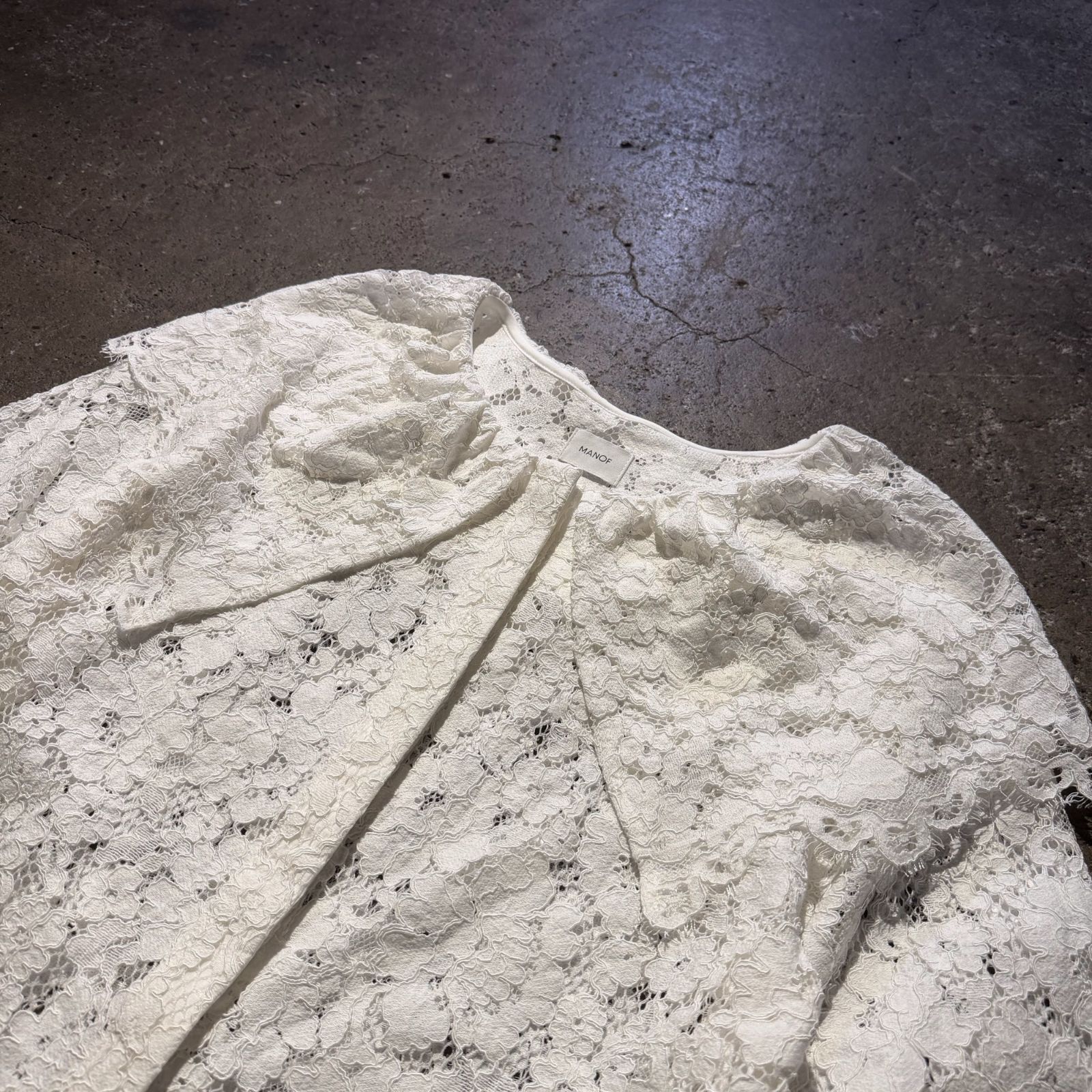 MANOF LACE COLLAR SHIRT ホワイト FREE マノフ レースカラーシャツ 