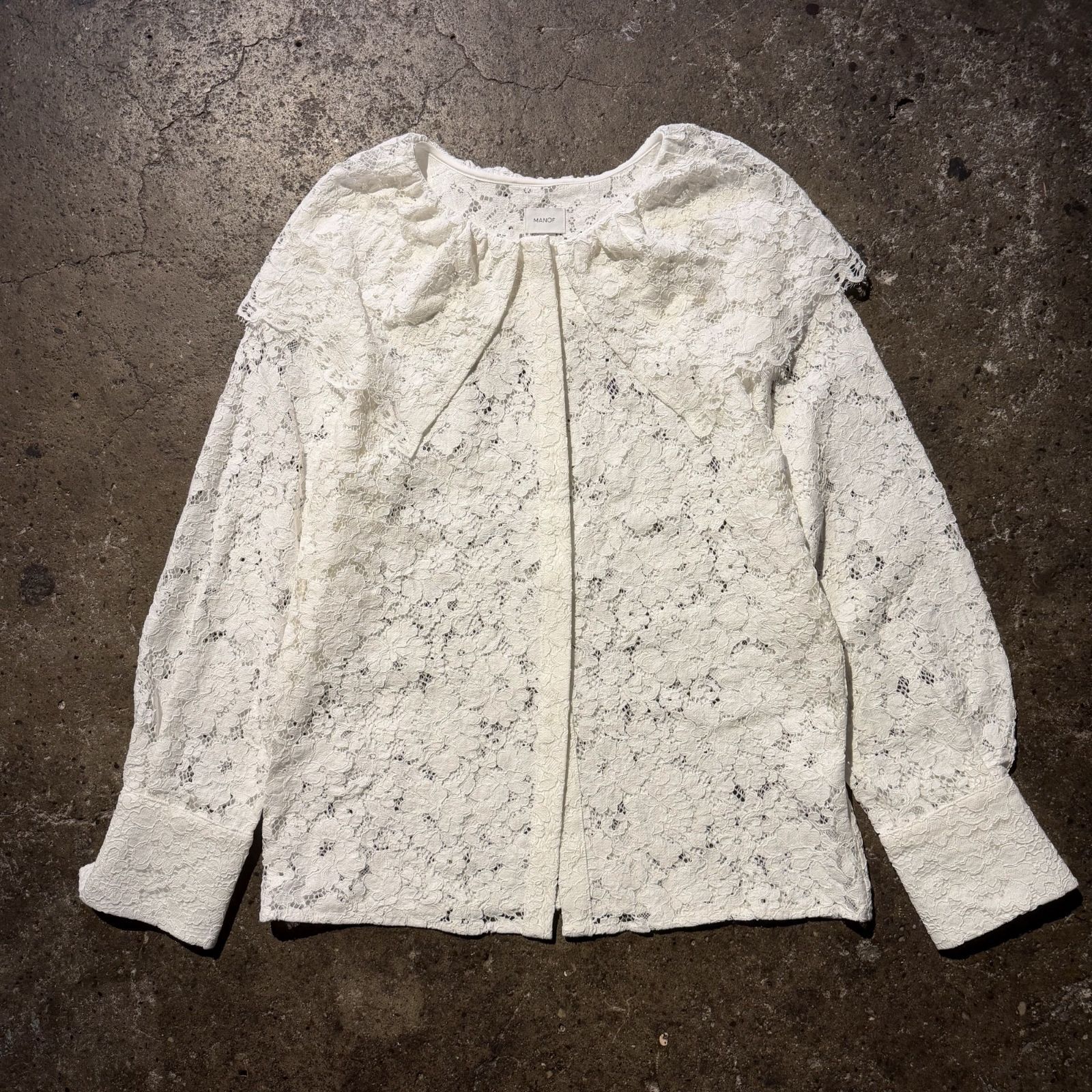 MANOF LACE COLLAR SHIRT ホワイト FREE マノフ レースカラーシャツ 