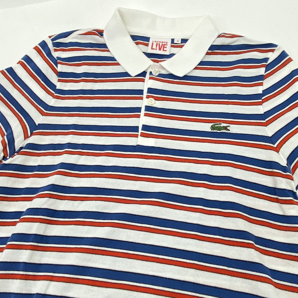LACOSTE ラコステ ボーダー柄 半袖 ポロシャツ PH4989 AB-12 サイズ4 