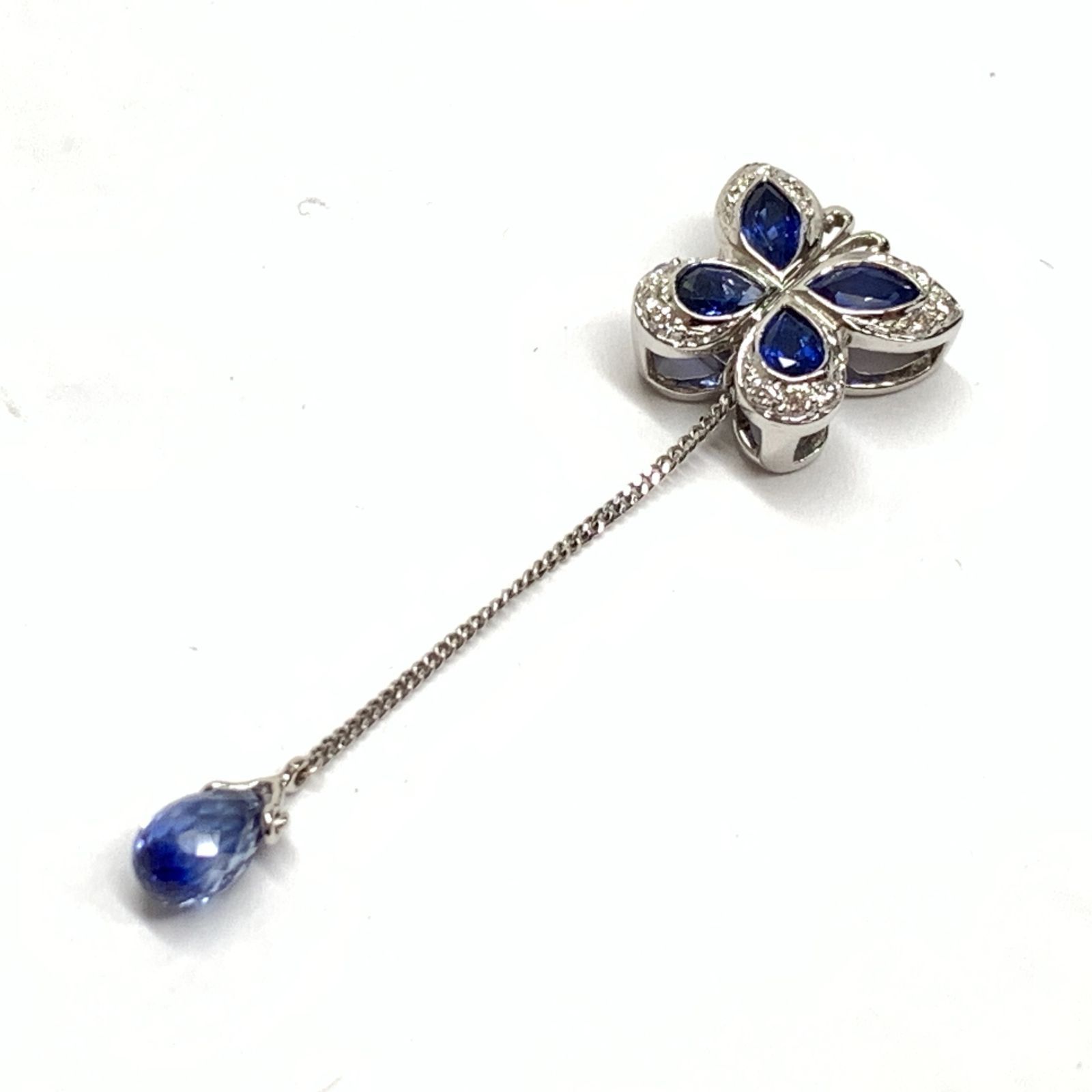 f001 L1 ペンダント トップ 蝶モチーフ 18金 18k 750 ブルーサファイア 