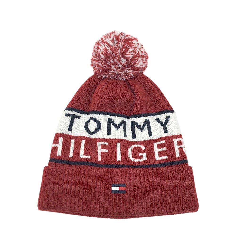 TOMMY HILFIGER GOLF トミー ヒルフィガーゴルフ ニット帽 ボンボン付き レッド系 F [240101489884] ゴルフウェア ストスト