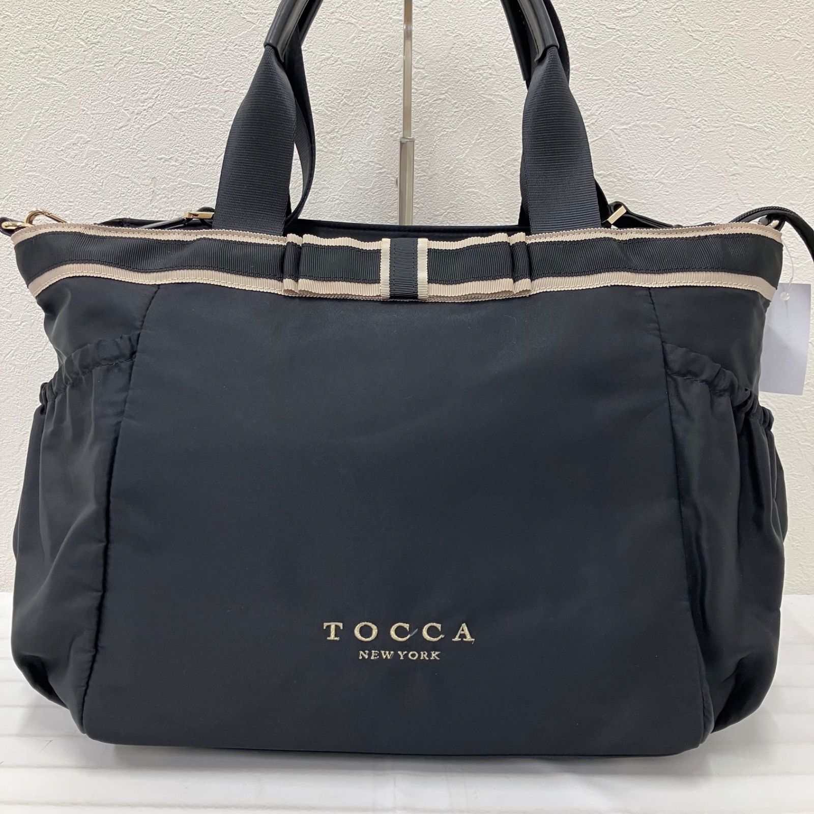 Y1166 TOCCA トッカ トートバッグ 2way ショルダーバッグ ロゴ リボン 