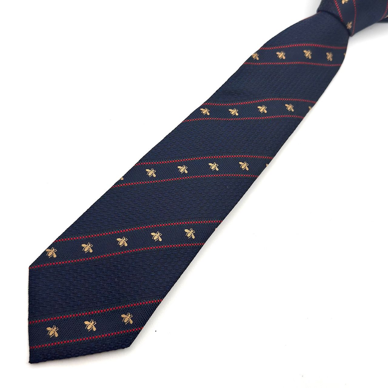 GUCCI ビー 蜂 ストライプ ネイビー ネクタイ 3-112-72 低価，新作登場