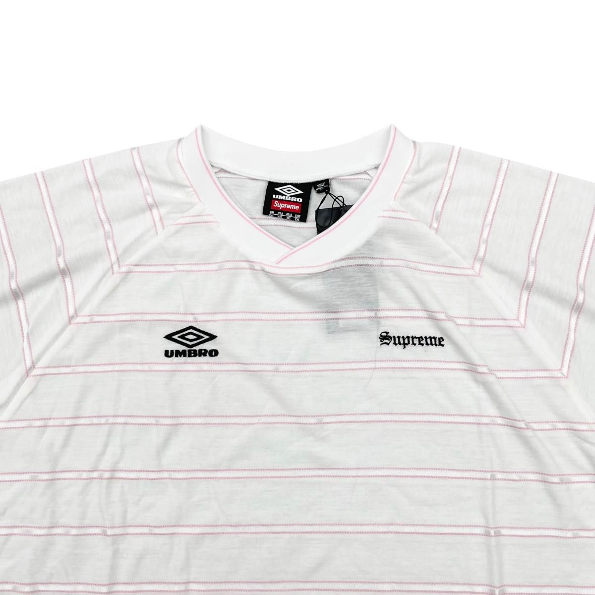☆シュプリーム×アンブロコラボ 半袖Tシャツ ストライプ サッカー
