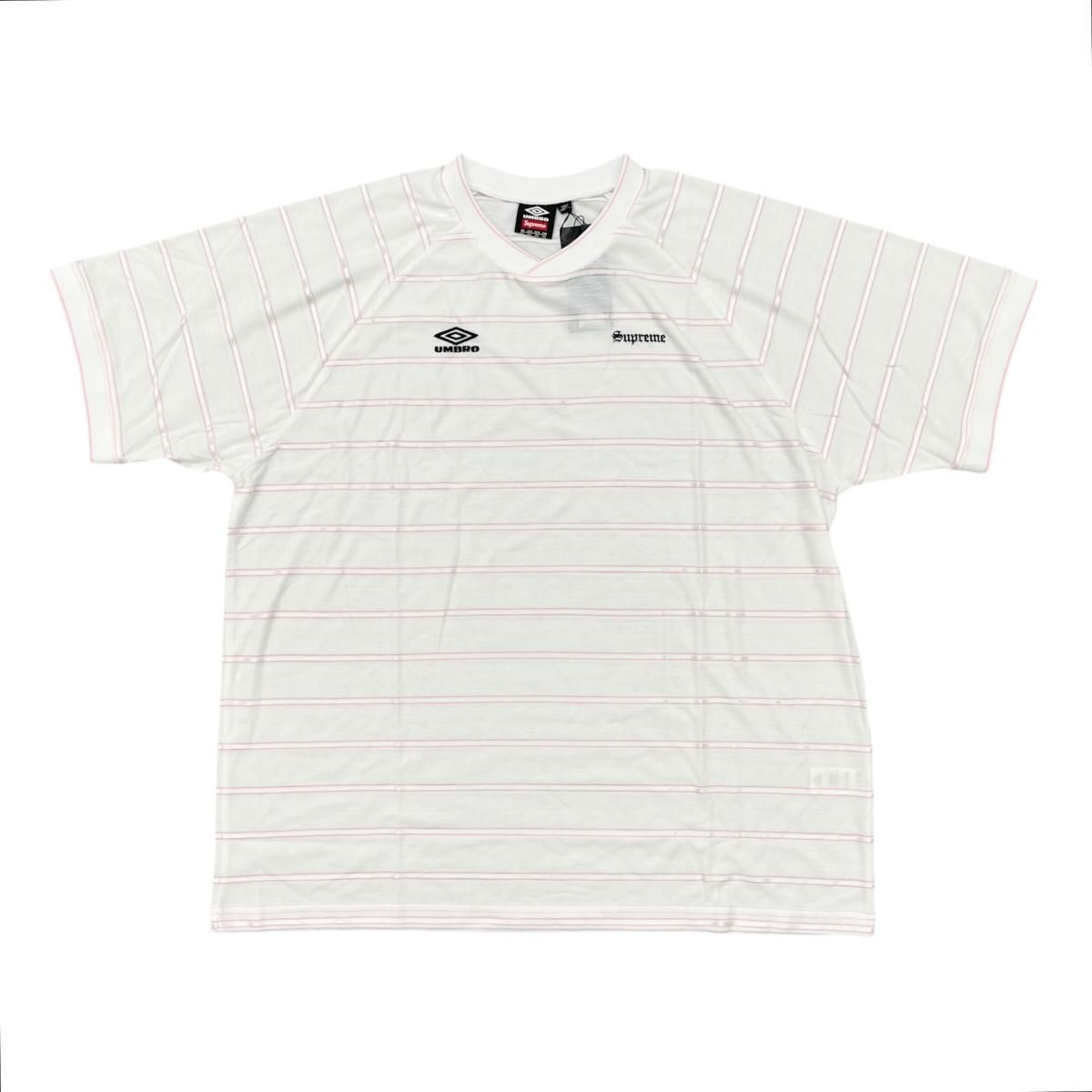 ☆シュプリーム×アンブロコラボ 半袖Tシャツ ストライプ サッカー