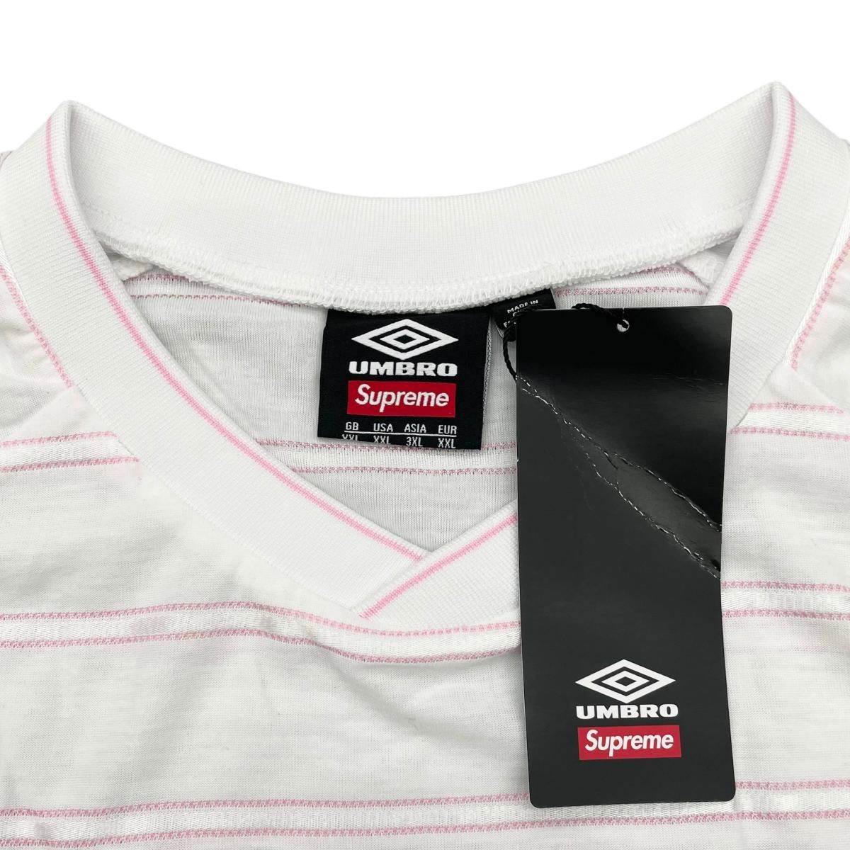 ☆シュプリーム×アンブロコラボ 半袖Tシャツ ストライプ サッカー