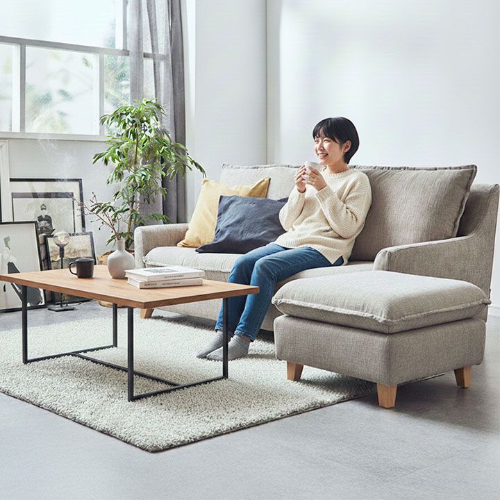 個人未使用】定価3.5万 関家具 オットマン グレー 幅70 カバー取り外し 