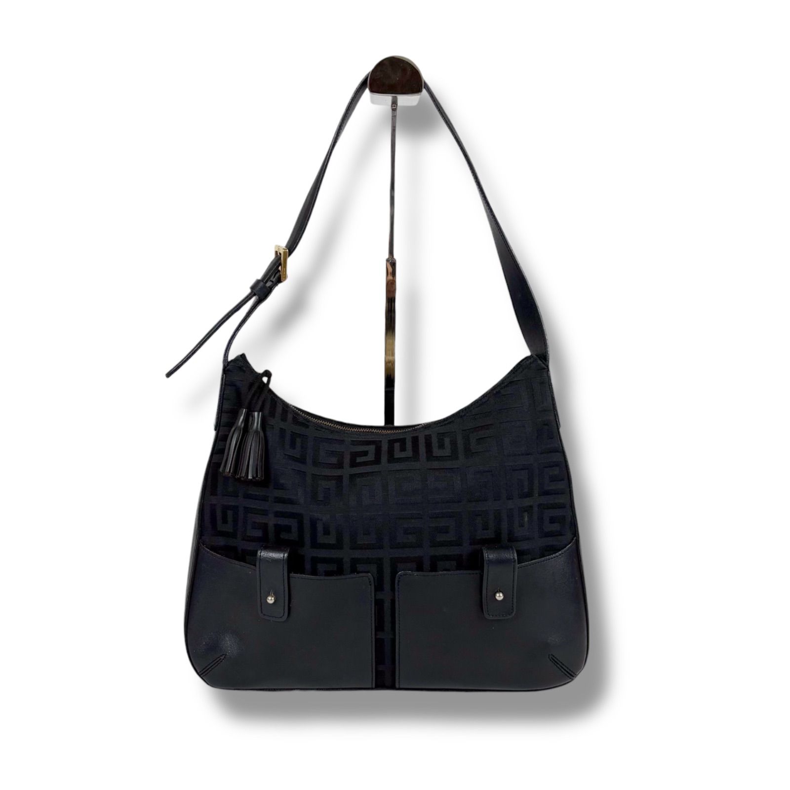 GIVENCHY Givenchy One Shoulder Hobo Bag 4G Logo Black Black Nylon Canvas