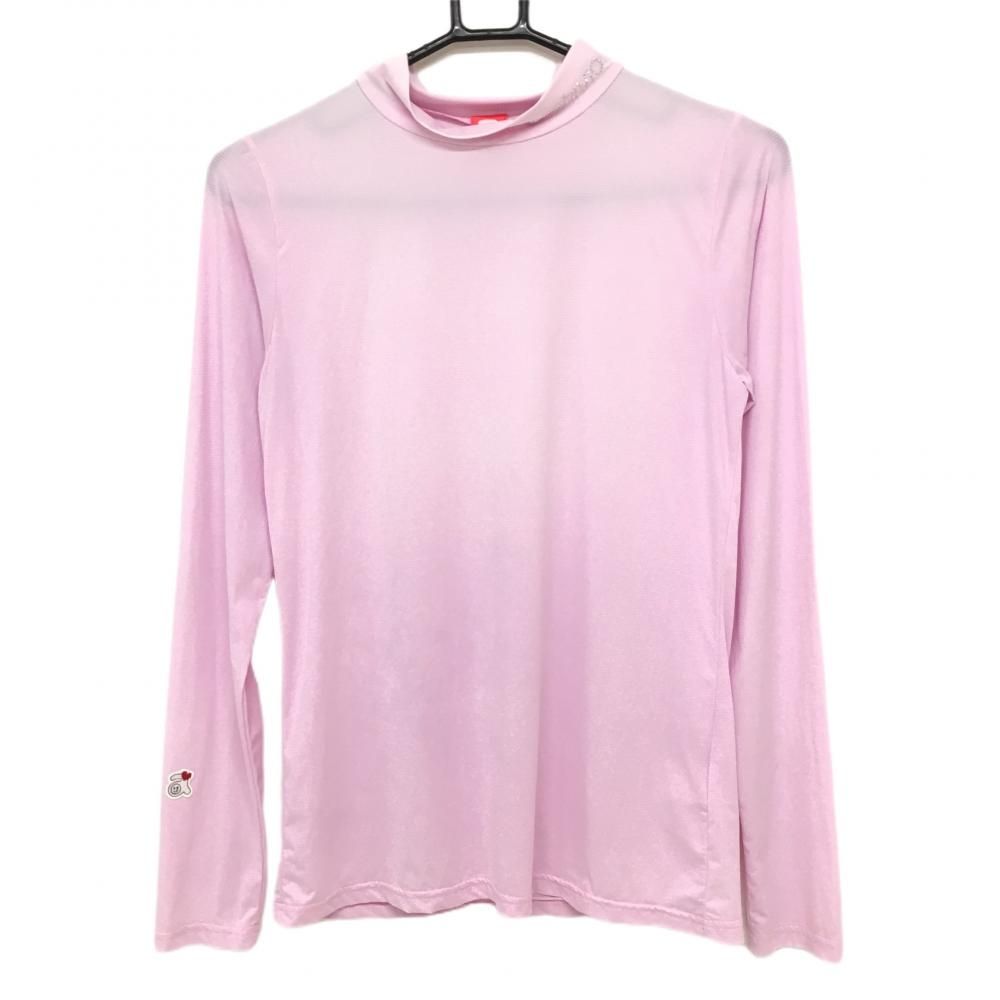 【メンズ50⭐️美品】アルチビオゴルフ　モックネックシャツ　長袖　インナー　ピンク メンズ50⭐️美品】アルチビオゴルフ モックネックシャツ 長袖