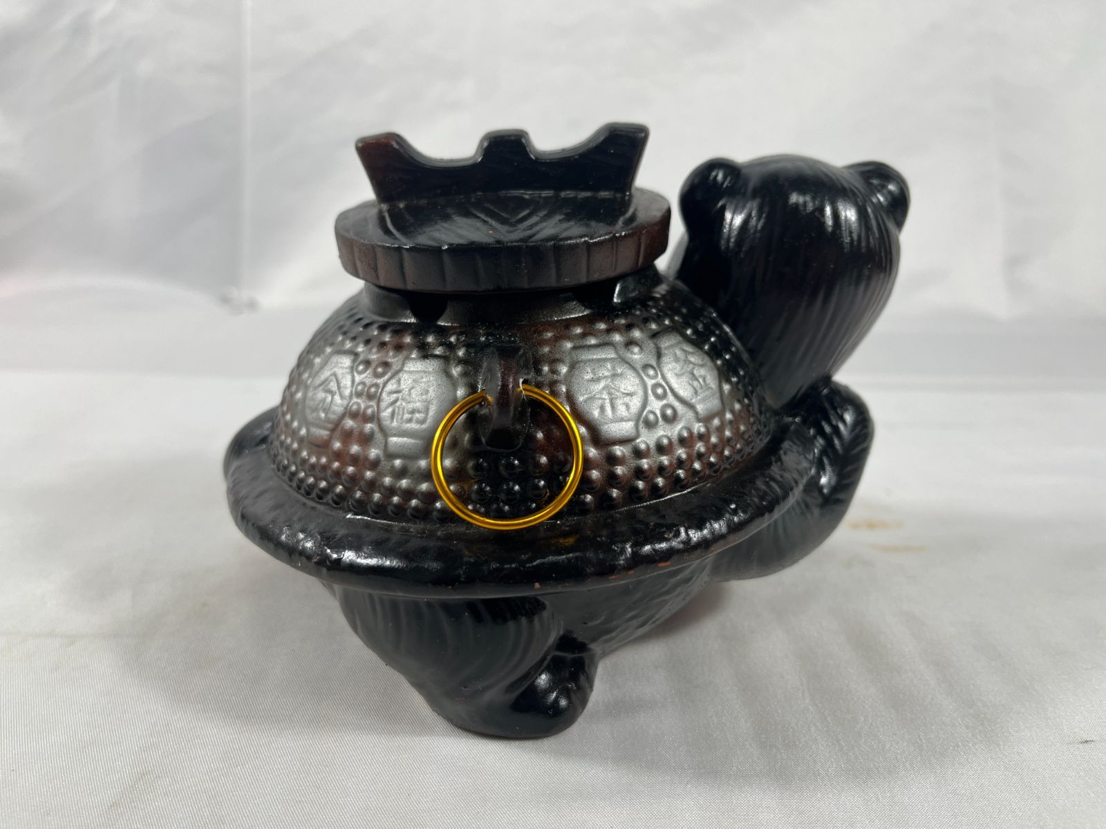 分福茶釜 オブジェ 置物 茶釜 たぬき 狸 インテリア アンティーク風