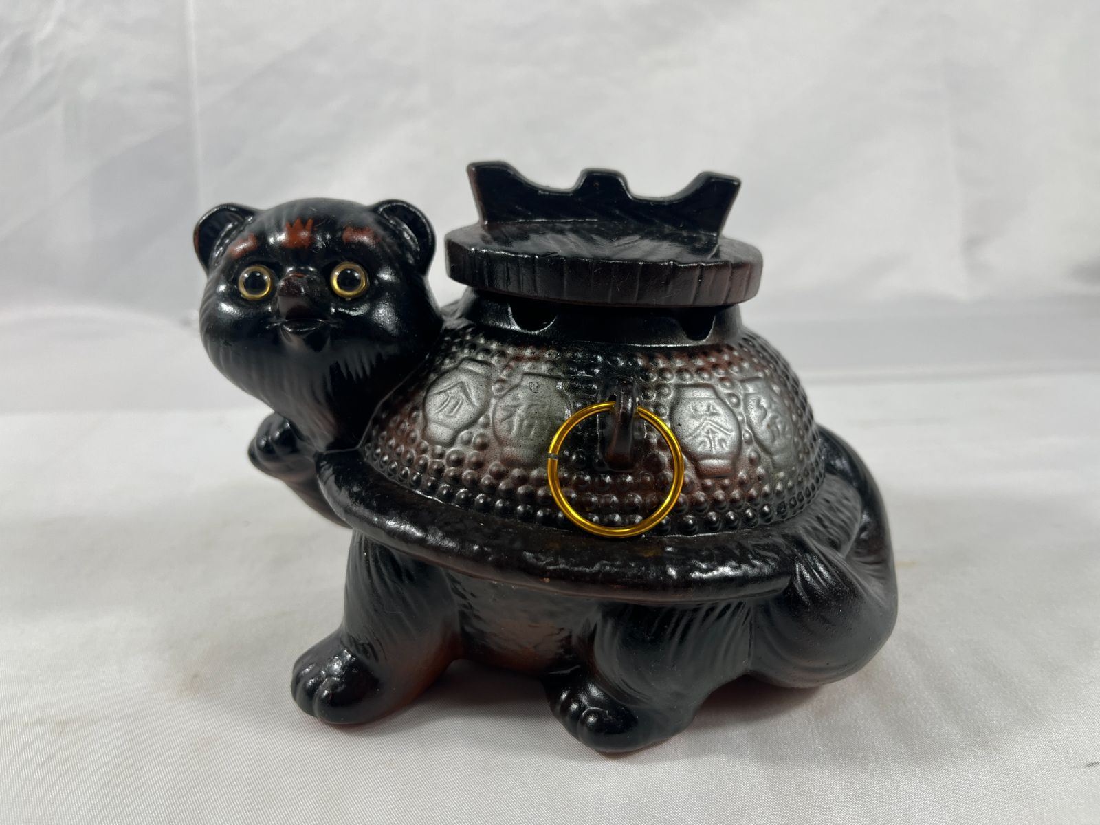 分福茶釜 オブジェ 置物 茶釜 たぬき 狸 インテリア アンティーク風
