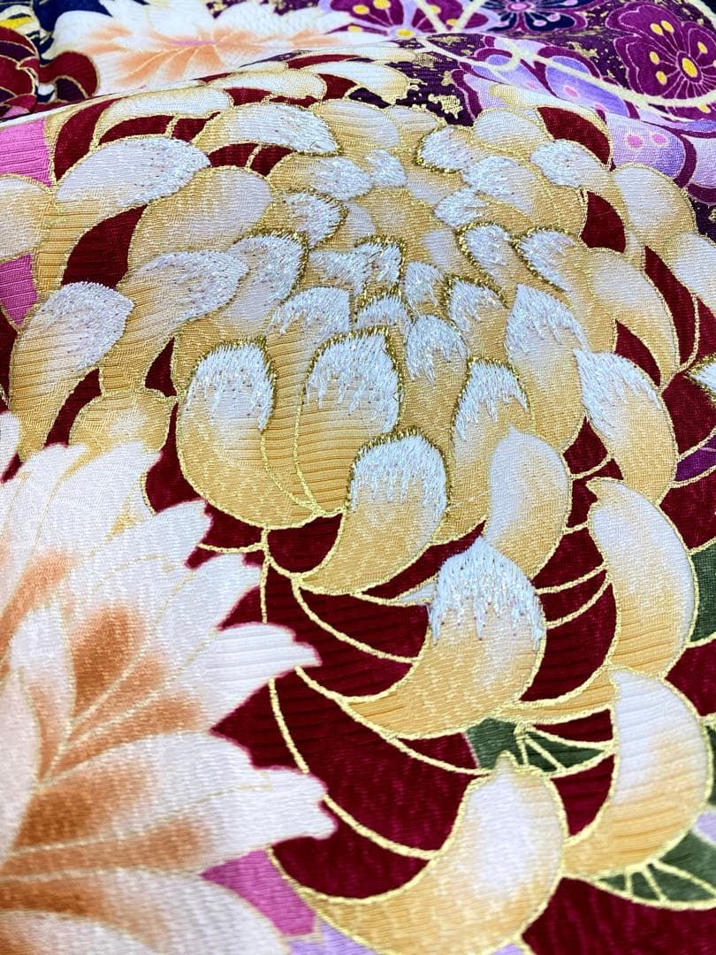 振袖 ラメ刺繍 金彩 紋意匠 身丈167cm 済 MO3570 - メルカリ