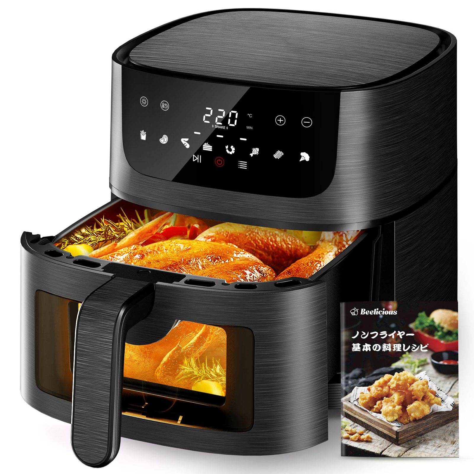キッチン・食器 Beelicious ノンフライヤー 4.5L 最高温220℃ 可視窓 1 