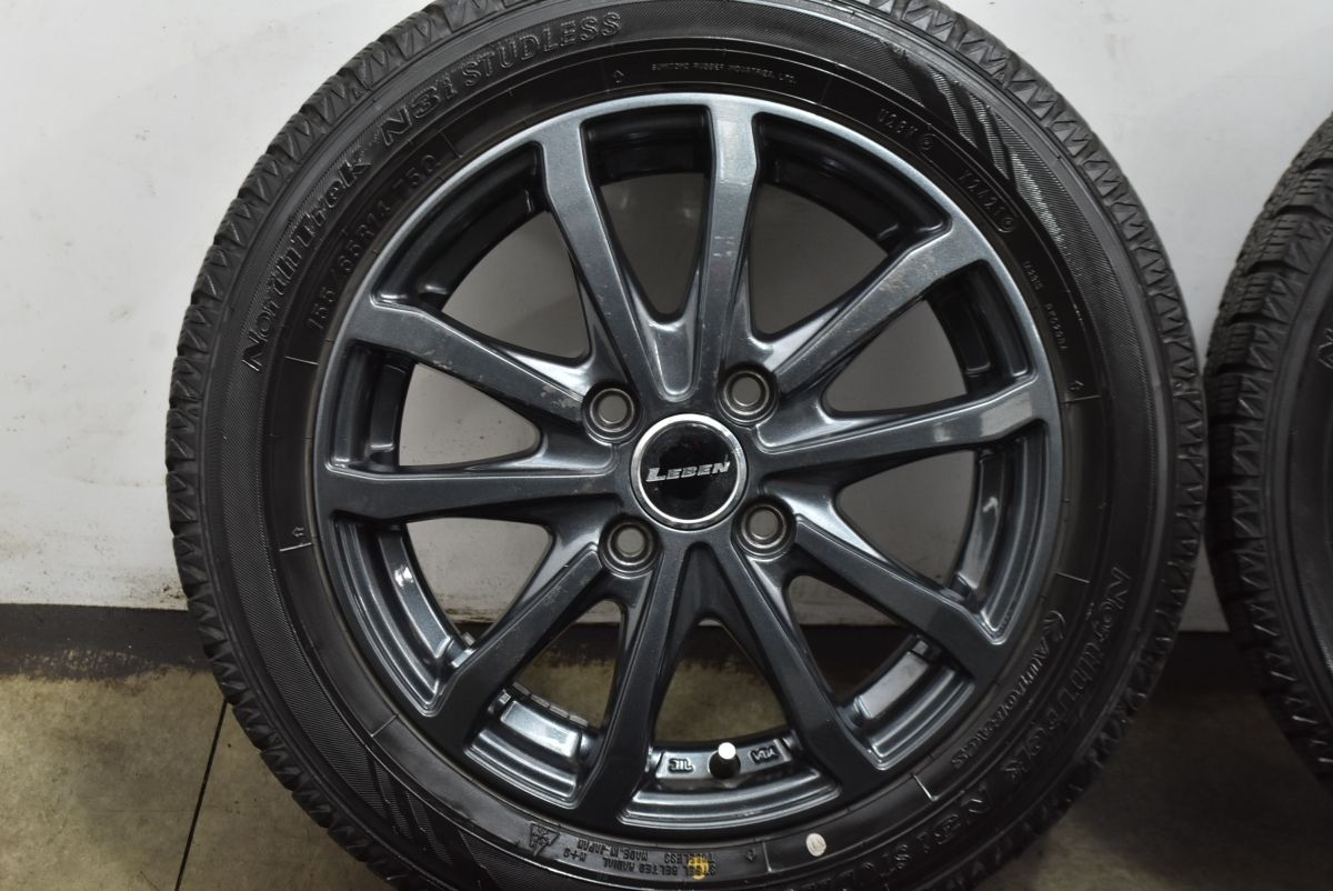 スタッドレス】LEBEN 14in 4.5J +45 PCD100 ノーストレック N3i 155 