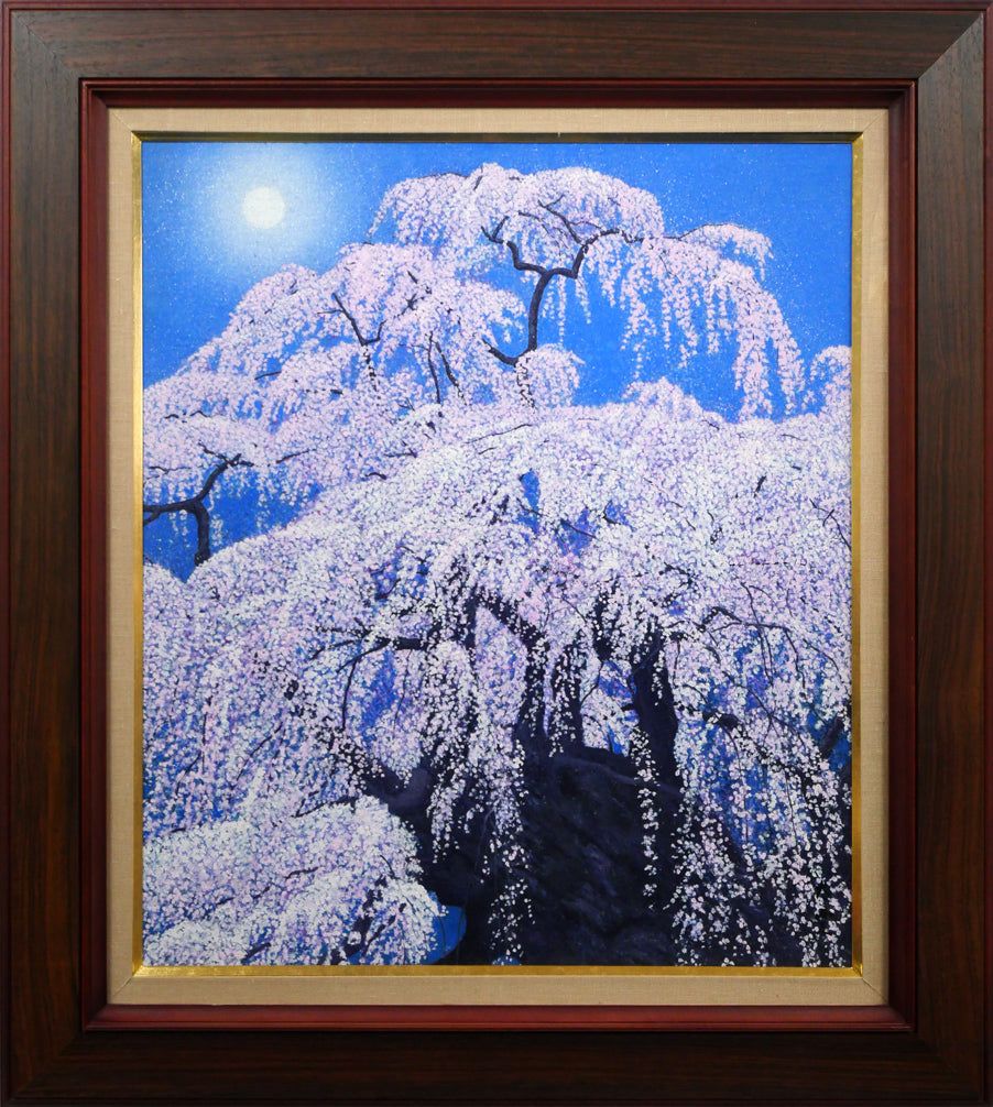 百瀬 太虚「花天（滝桜）」油絵・F10号 百貨店個展多数 「一枚の繪」で