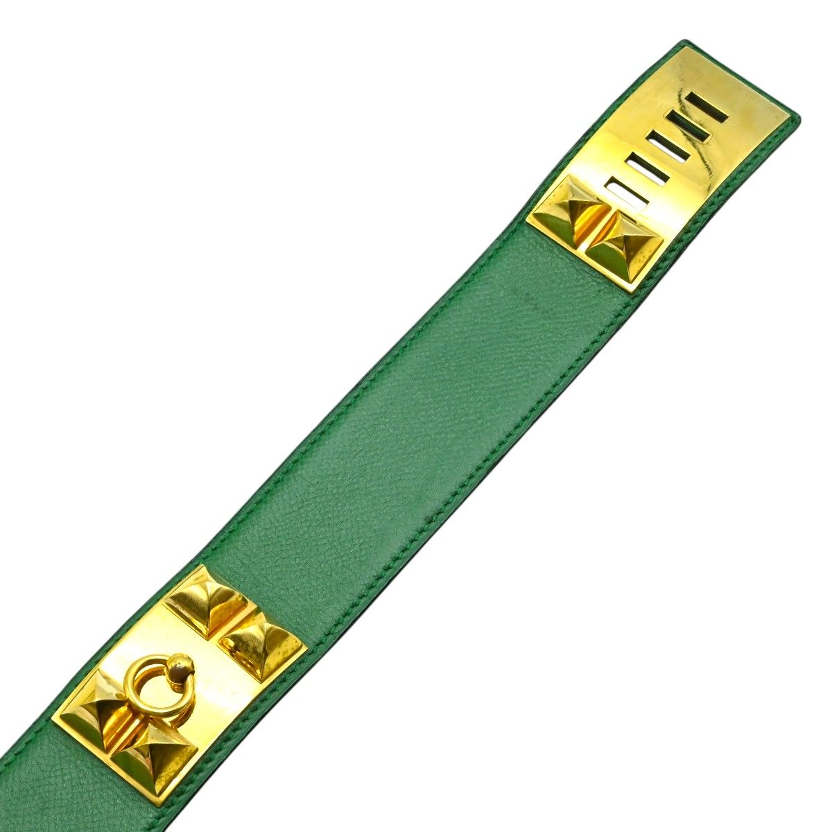HERMES エルメス コリエドシアン レザー ベルト グリーン/ゴールド 〇R 65 K2511-k094 HERMES エルメス コリエドシアン レザー ベルト グリーン/ゴールド 〇R