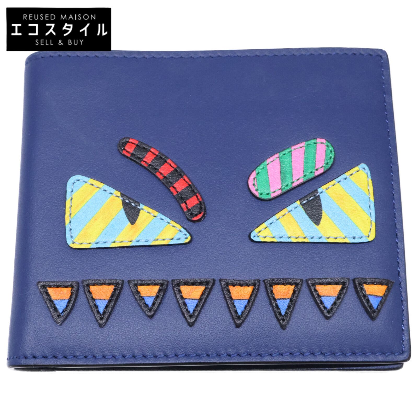 FENDI フェンディ 【美品】7M0169 O6G F08LC モンスターアイ 二つ折り 