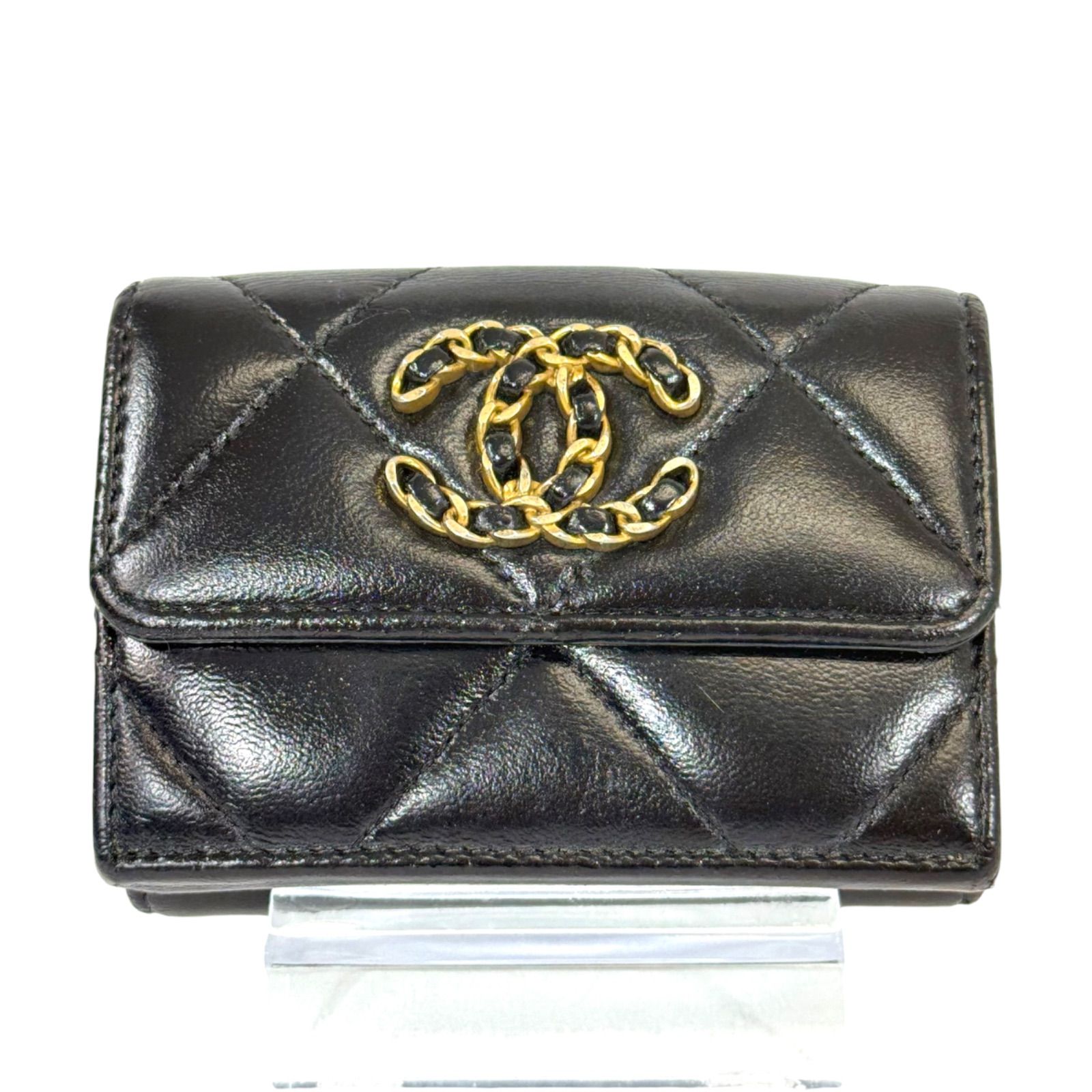 CHANEL 19 シャネル ディズヌフ 三つ折り コンパクト 財布 Wホック 