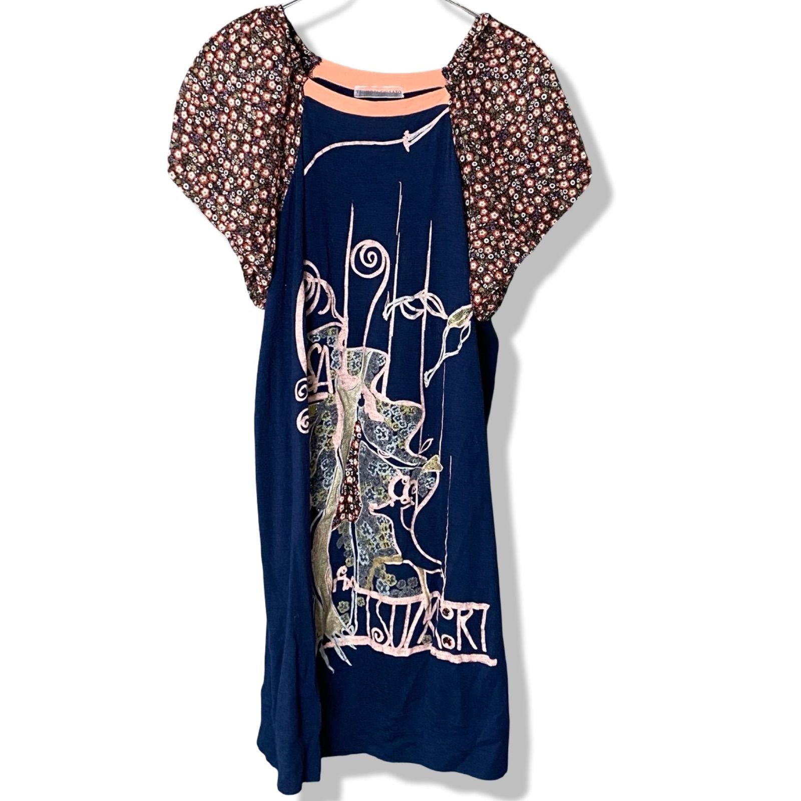 TSUMORI CHISATO ツモリチサト ウール シルク ワンピース 2 M ネイビー