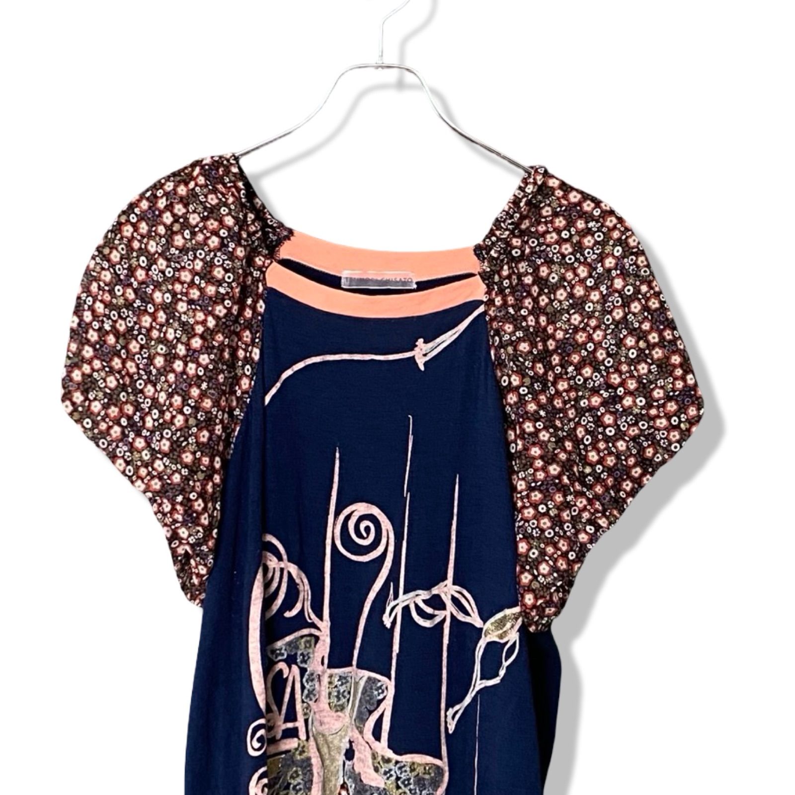 TSUMORI CHISATO ツモリチサト 毛 絹 チュニックワンピース TSUMORI CHISATO ツモリチサト ウール シルク ワンピース 2 M ネイビー