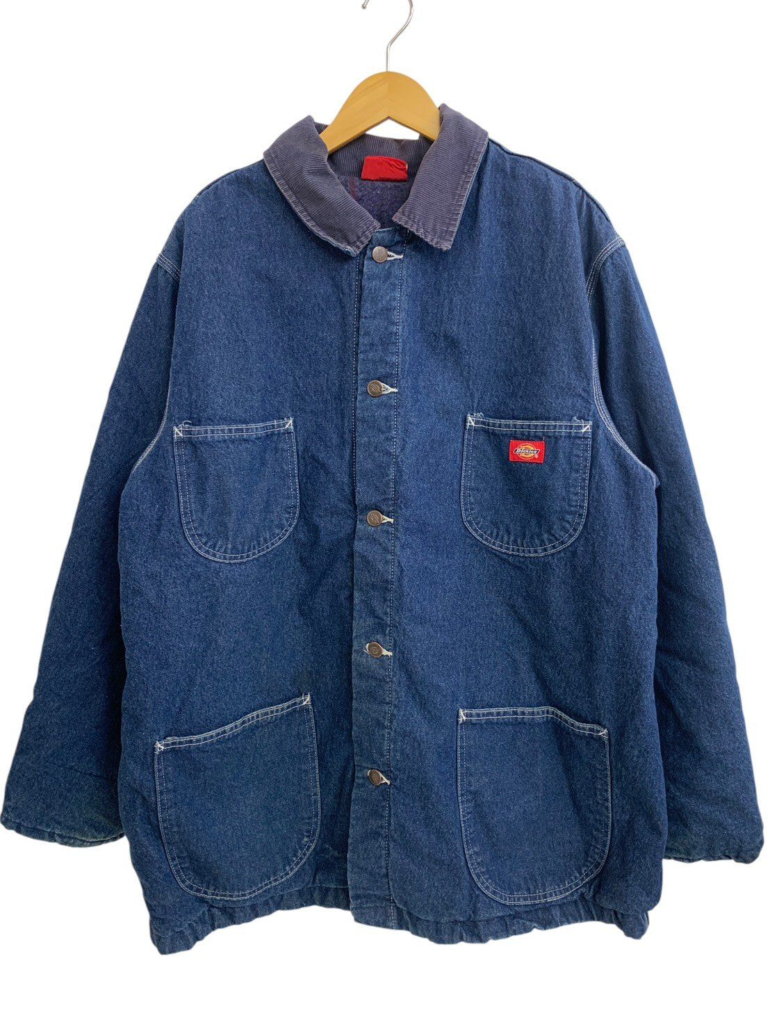 90s Dickies カバーオール デニム コーデュロイ衿 ブランケット裏地