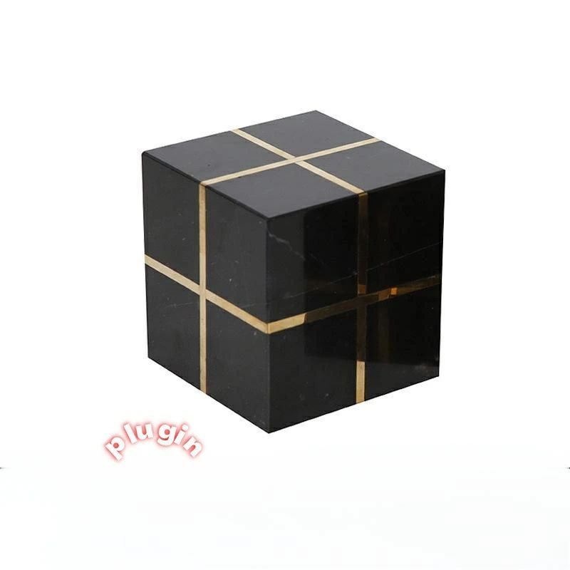 送料無料 2026年新ヨーロピアンスタイルシンプルクリエイティブ大理石象嵌銅線正方形幾何学装飾品リビングルーム玄関コーヒーテーブルホ