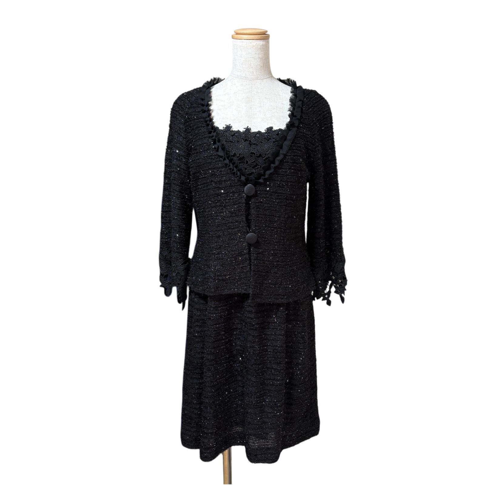 4298 SHIZUKA KOMURO アンサンブル 42/40 ブラック ツイード 