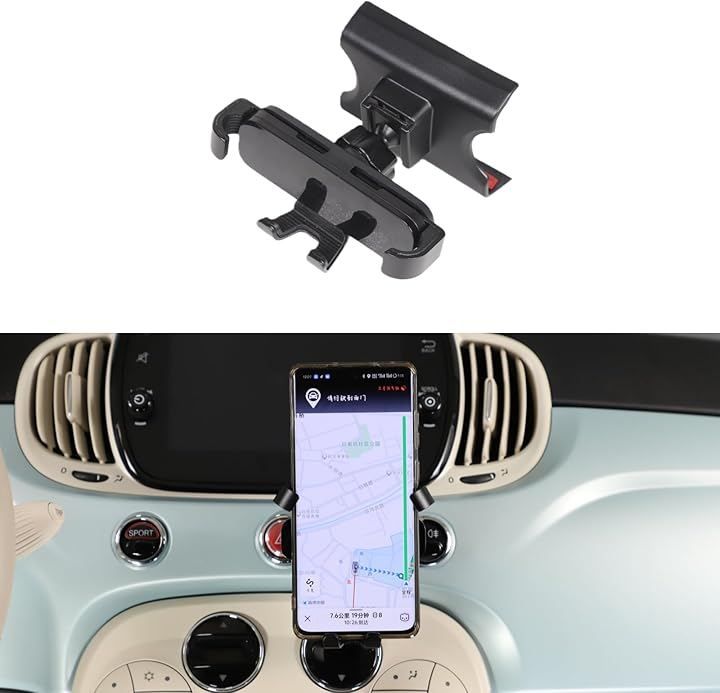 えつく フィアット 500 2007年～現行に専用 スマホホルダー 車 携帯電話ホルダー スマートフォン用 車載ホルダー スタン 強力磁石 360度回転 着脱簡単 取り付け簡単 (重力式)
