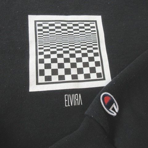 エルビラ ELVIRA × チャンピオン CHAMPION トレーナー S 黒 ブラック 