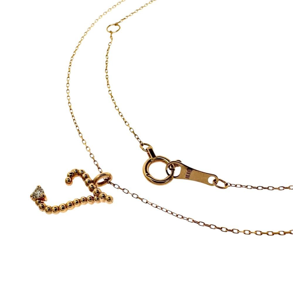 ダイヤモンド 0.02ct ネックレス K18PGピンクゴールド 18金 1.2g 40cm 