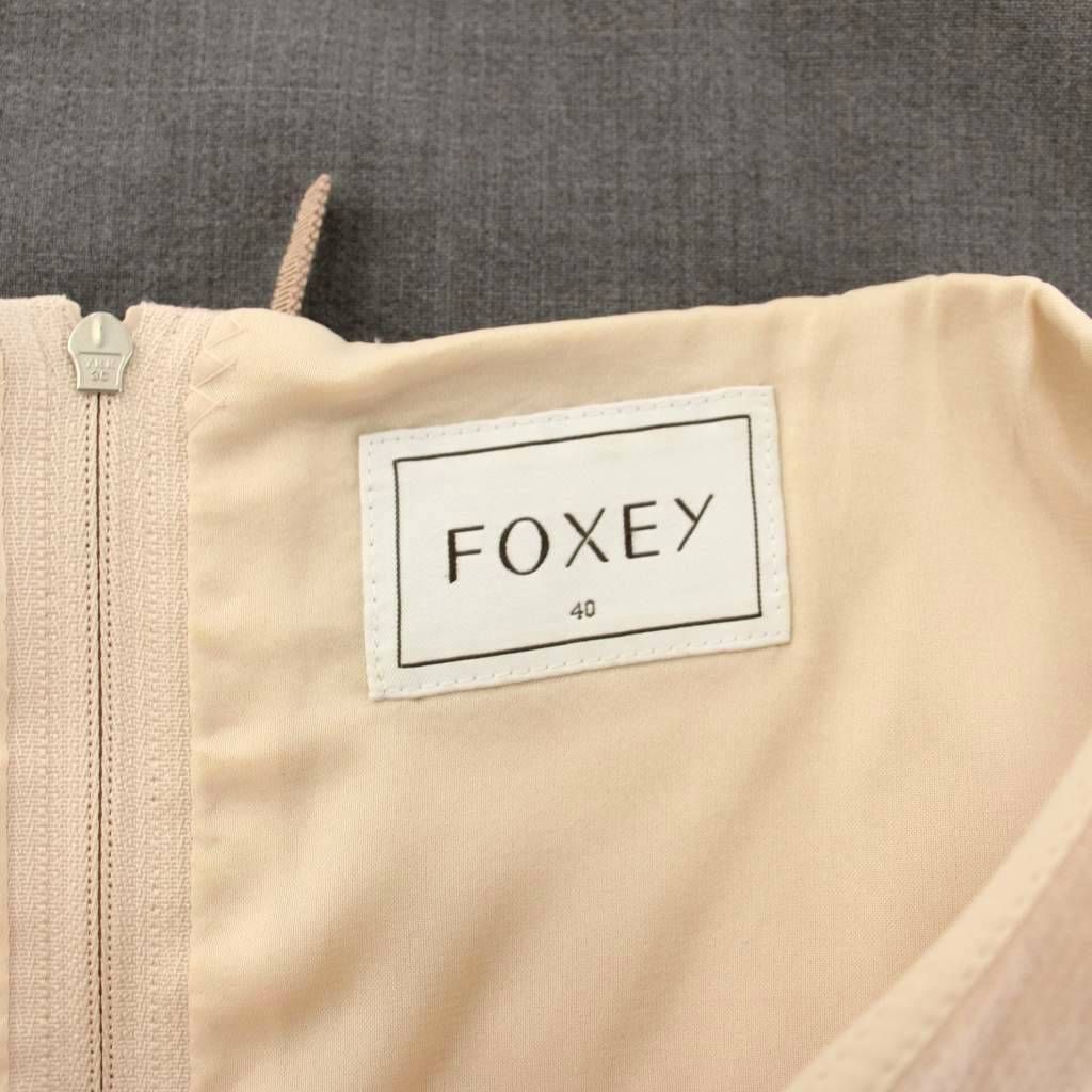 フォクシー FOXEY ワンピース ひざ丈 ノースリーブ バイカラー リボン