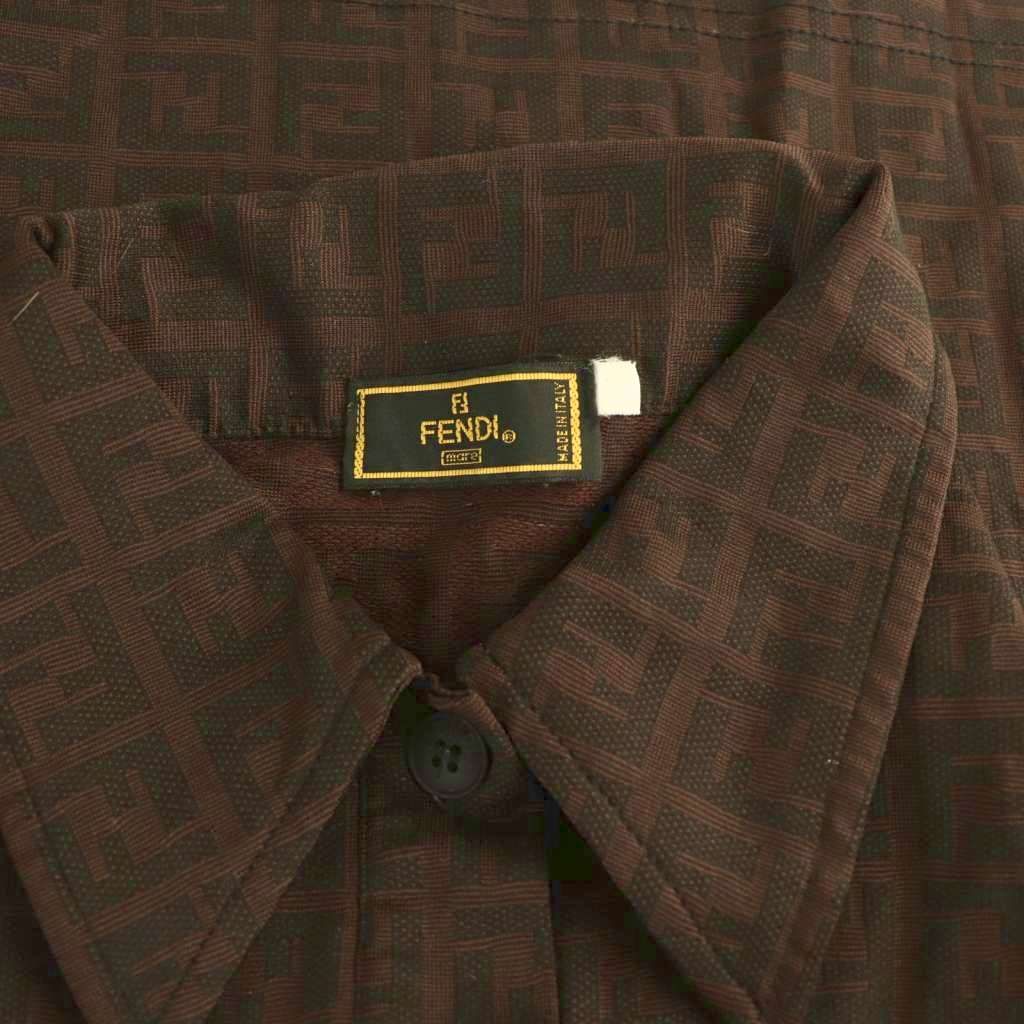 フェンディ FENDI ポロシャツ 半袖 ズッカ柄 L 茶 ブラウン /SS フェンディ FENDI ポロシャツ 半袖 ズッカ柄 L 茶 ブラウン /SS