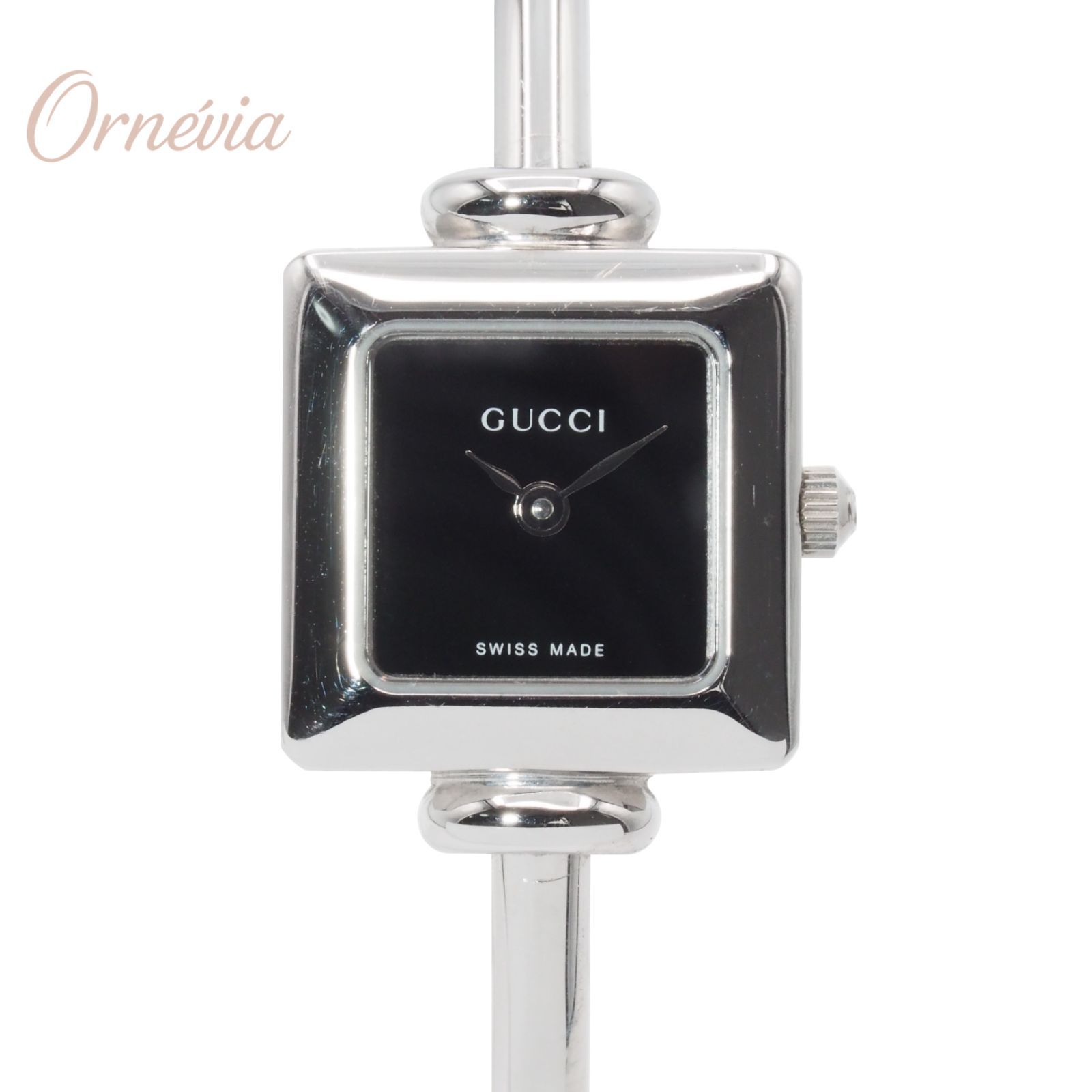 GUCCI グッチ バングルウォッチ スクエア 1900L ブラック SS クォーツ 