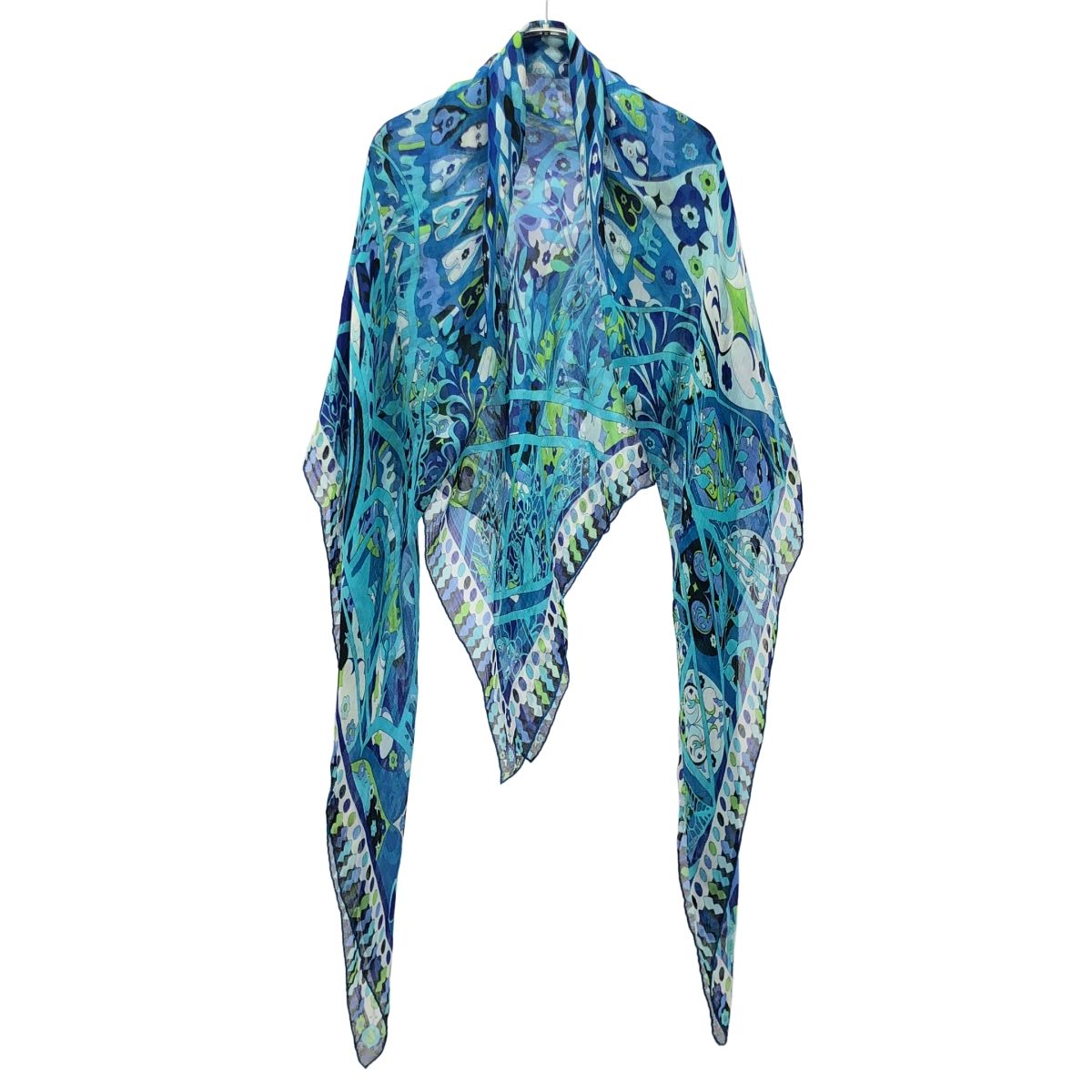 EMILIO PUCCI エミリオプッチ 大判スカーフ ブルー - メルカリ