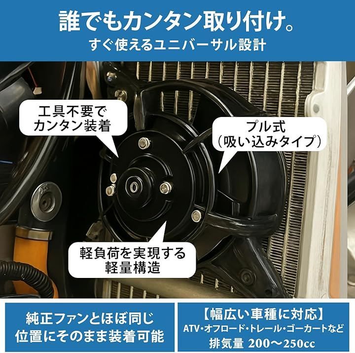 Lethornia 電動 ラジエーター ファン 12V エンジン 冷却 クーリング