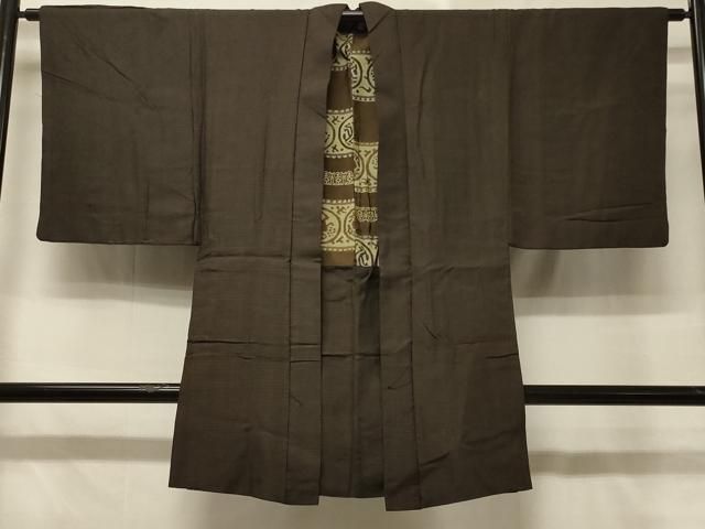 平和屋着物∞男性　長羽織　髭紬地　褐返色　正絹　逸品　CABD4741ua 平和屋着物∞男性 長羽織 髭紬地 褐返色 正絹 逸品 CABD4741ua