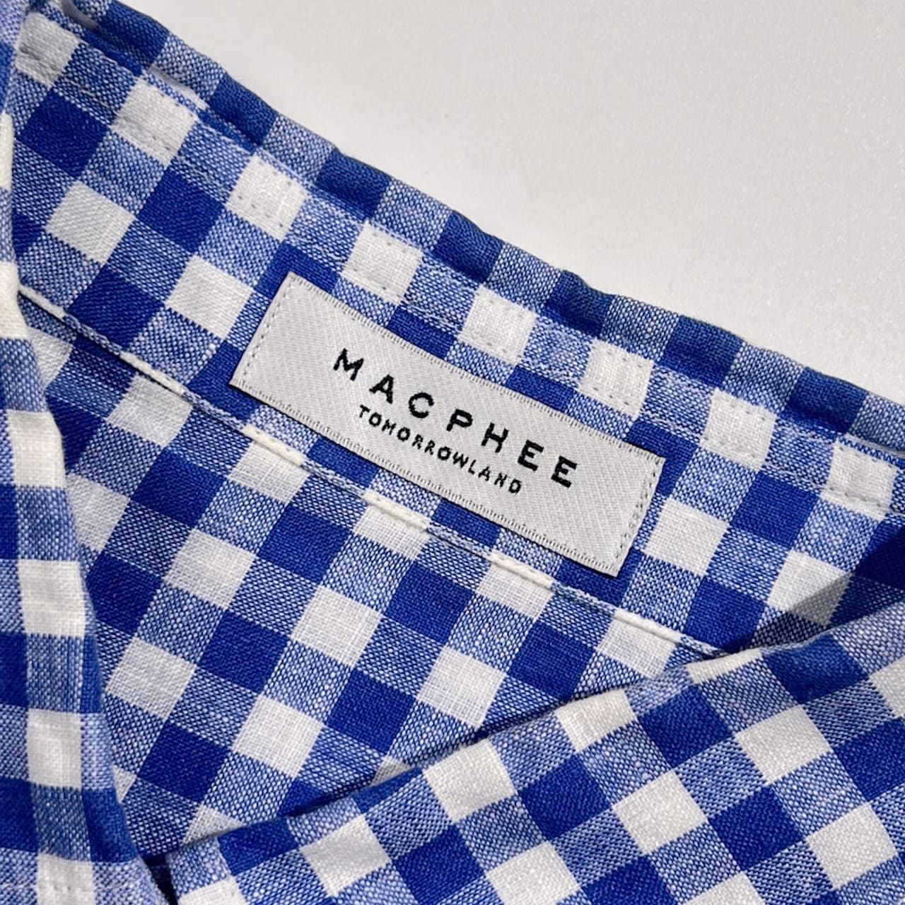 リネン100% MACPHEE マカフィー トゥモローランド ギンガムチェック柄 