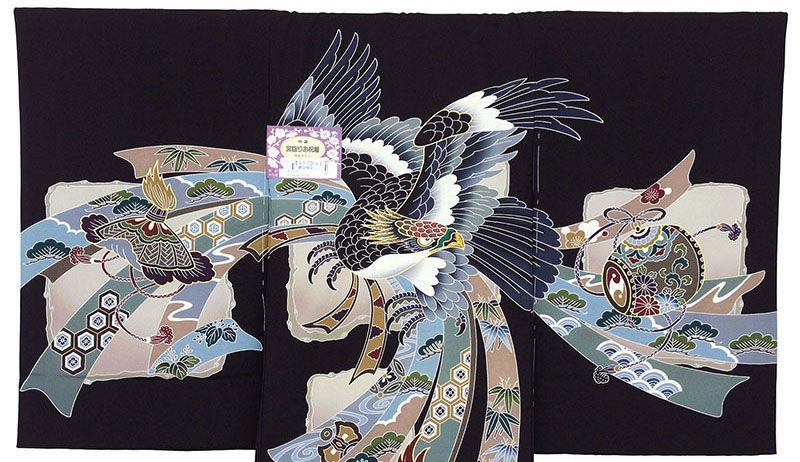 「即決価格」新品正絹☆産着（祝着）最高級京友禅豪華金刺繍工芸出世龍兜と大王虎祝文 お宮参り 着物 女の子 産着 祝い着 白 金 対い鶴 吉祥紋 向かい鶴 正絹