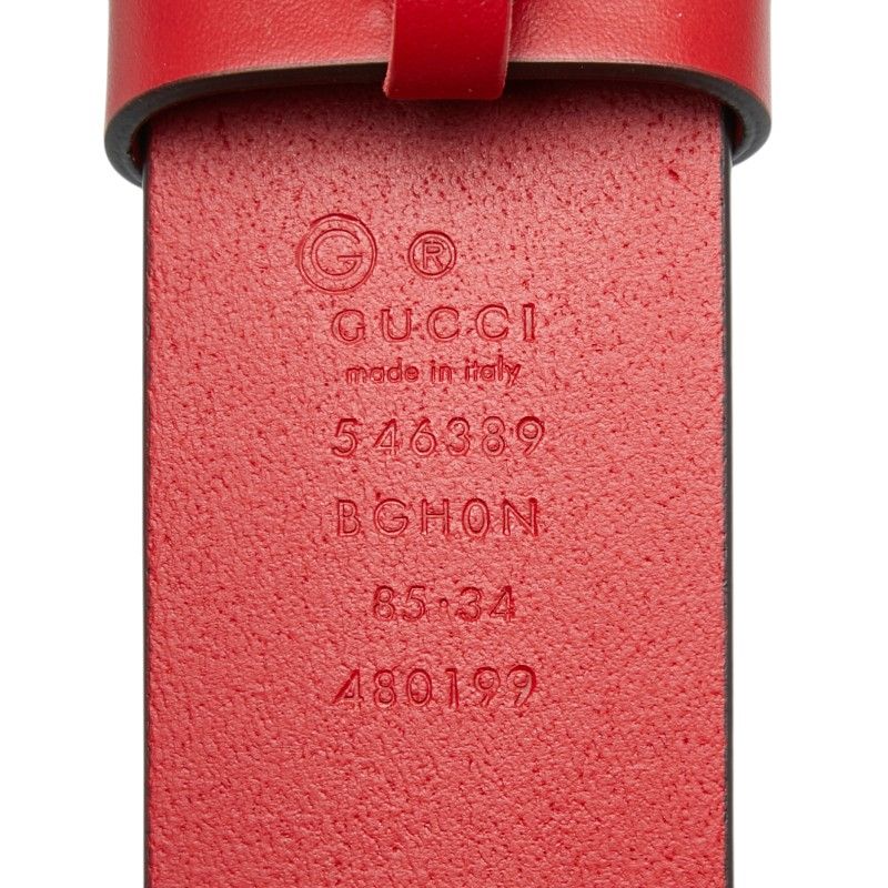 美品 グッチ インターロッキングG Gロゴ ベルト 無地 546389 レザー メンズ GUCCI 【1-0264536】 グッチ インターロッキングG Gロゴ ベルト 無地 546389 レッド レザー