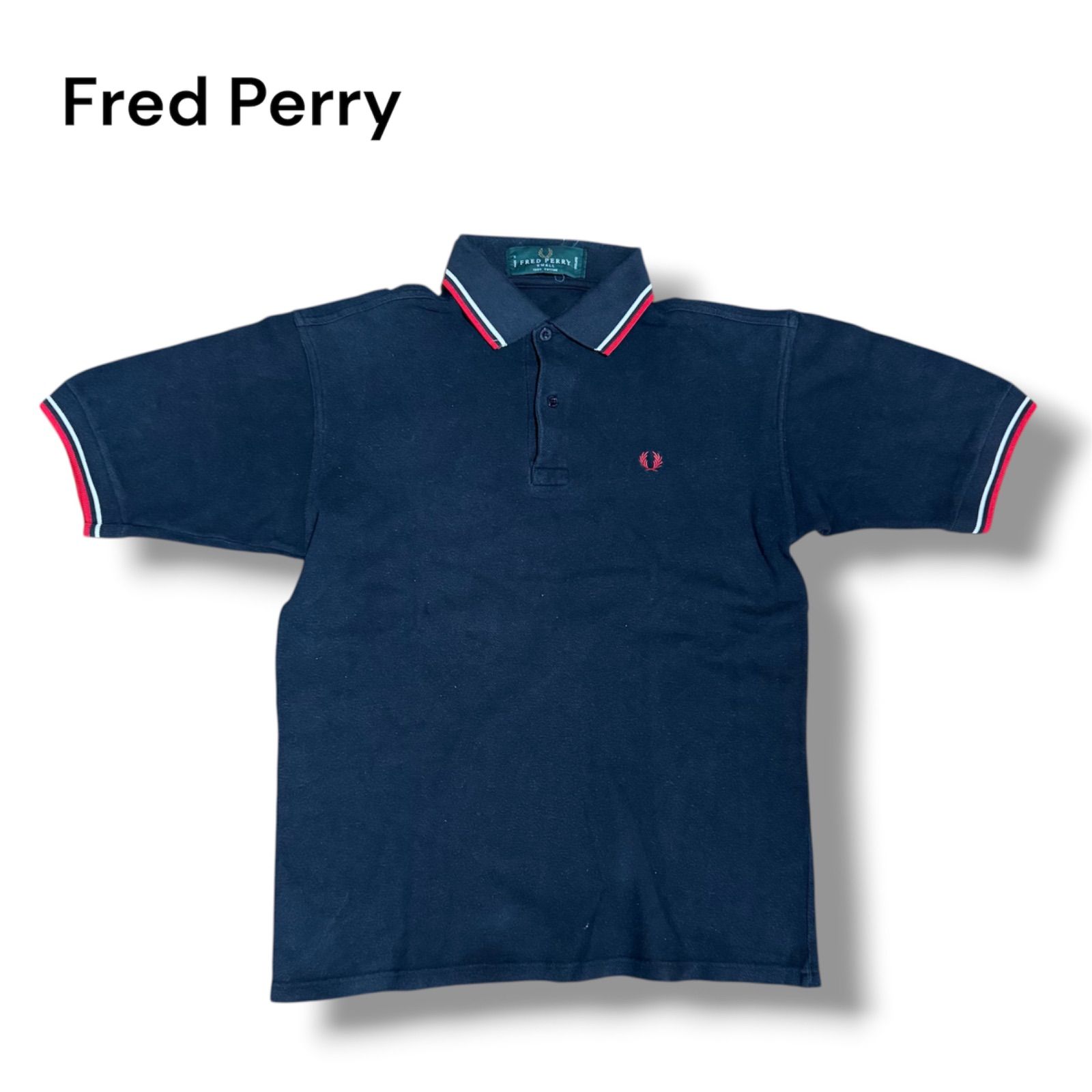 FRED PERRY フレッドペリー ポロシャツ 半袖 ロゴ刺繍 ライン入り 