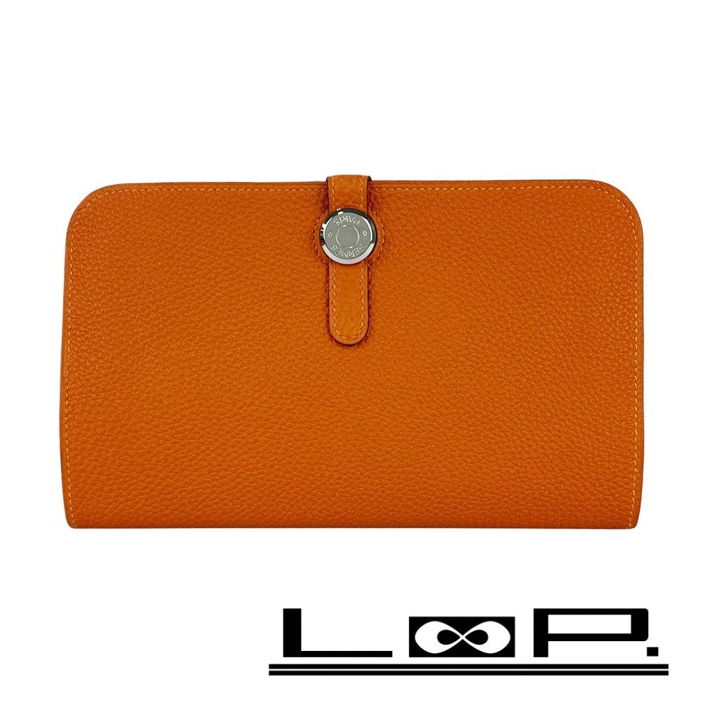 エルメス　ドゴンGM デュオ ヴォーエプソン　オレンジ 長財布 P17 HERMES（エルメス） （未使用保管品）エルメス ドゴン GM デュオ 二