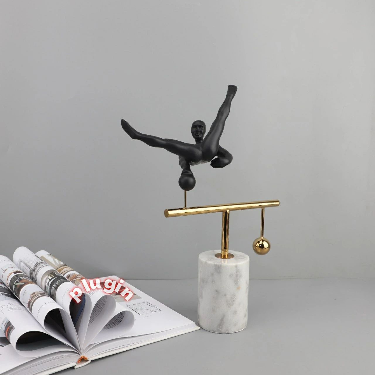  送料無料 2026年新ヨーロピアンライト 大理石鉄棒アスリートフィギュア飾りリビングルーム玄関テレビキャビネット展示ホール家の装飾 ミニチュア家具 置物 インテリア小物
