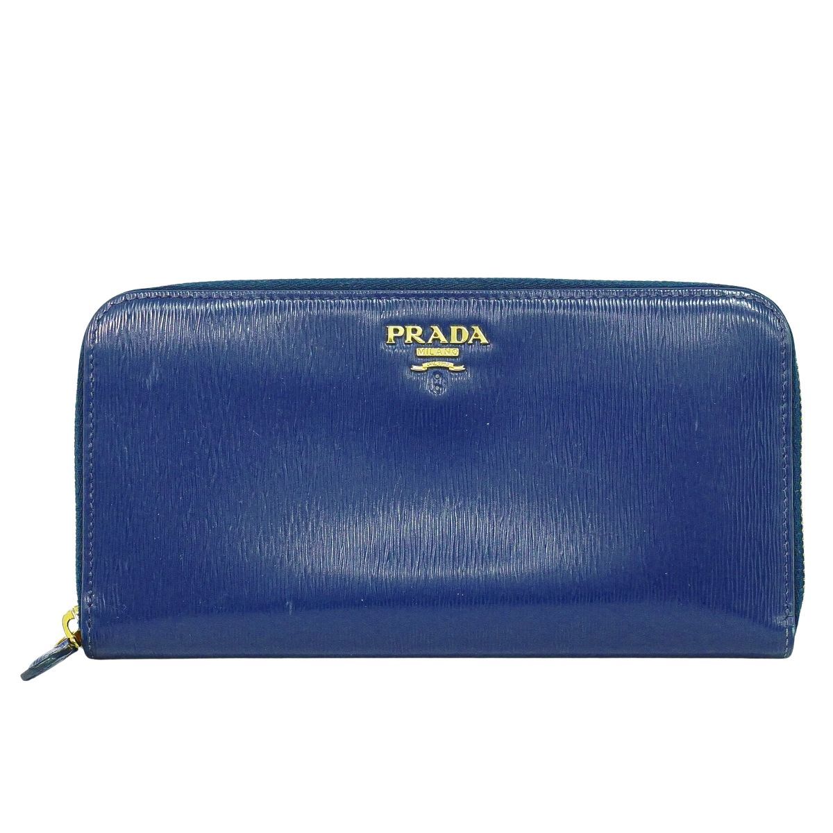 本物 プラダ PRADA サフィアーノ レザー ラウンドファスナー 長財布 