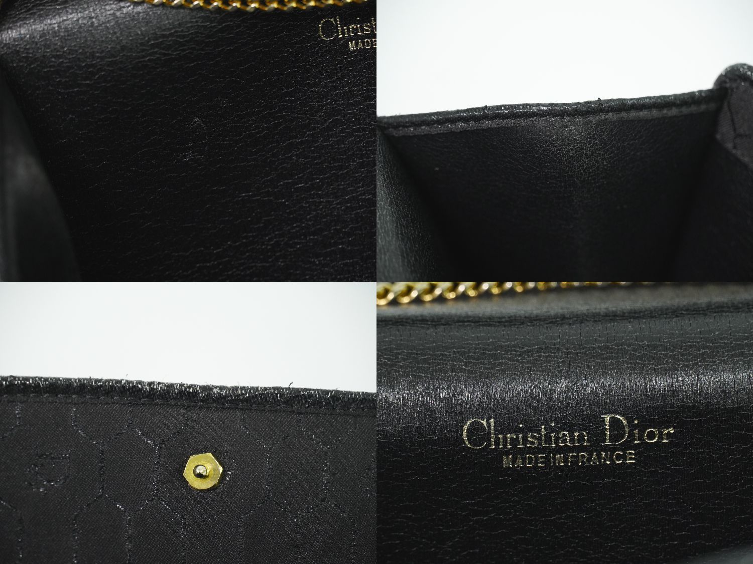 本物 クリスチャン ディオール Christian Dior ハニカム柄 チェーン