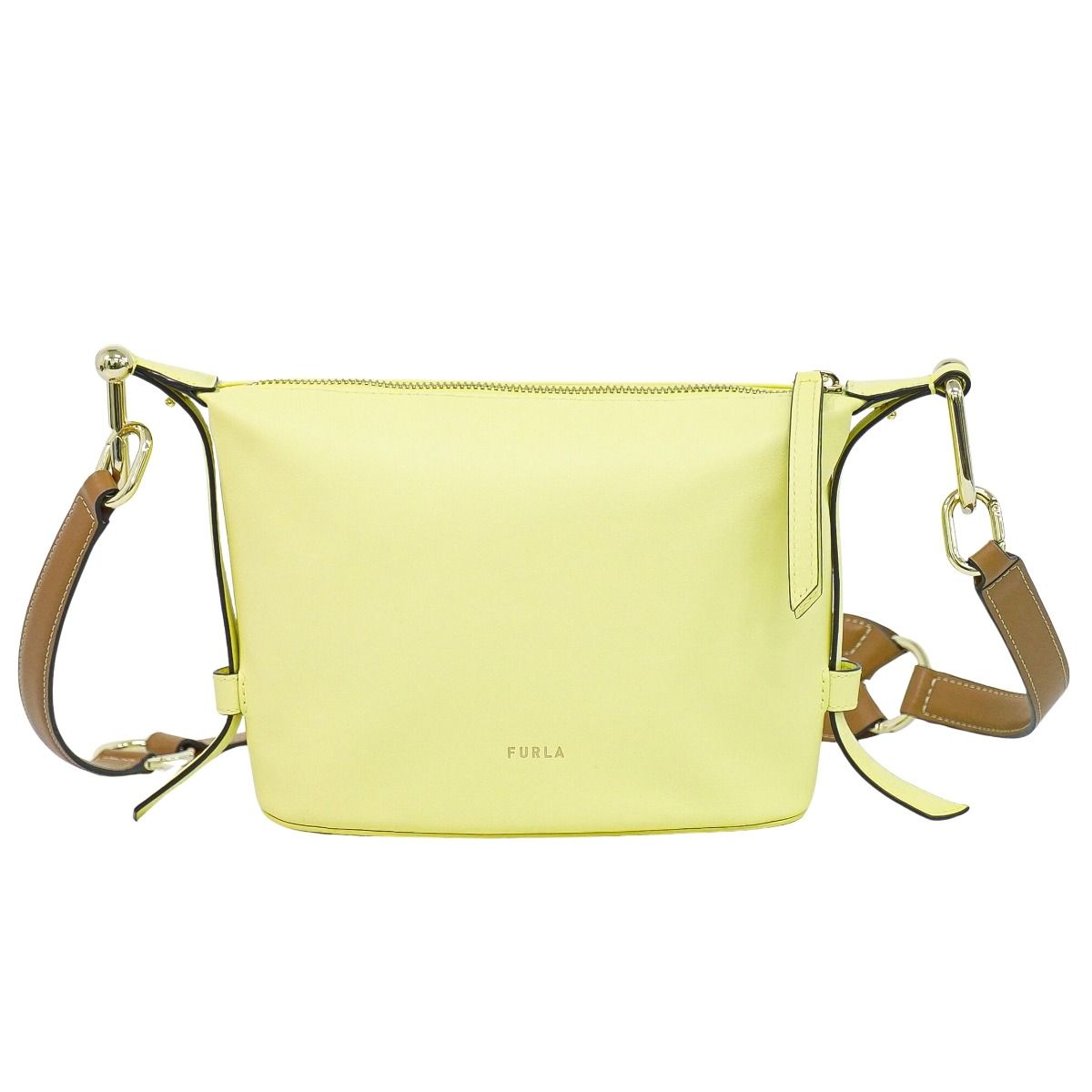 本物 フルラ FURLA レザー ショルダーバッグ イエロー バッグ 中古 