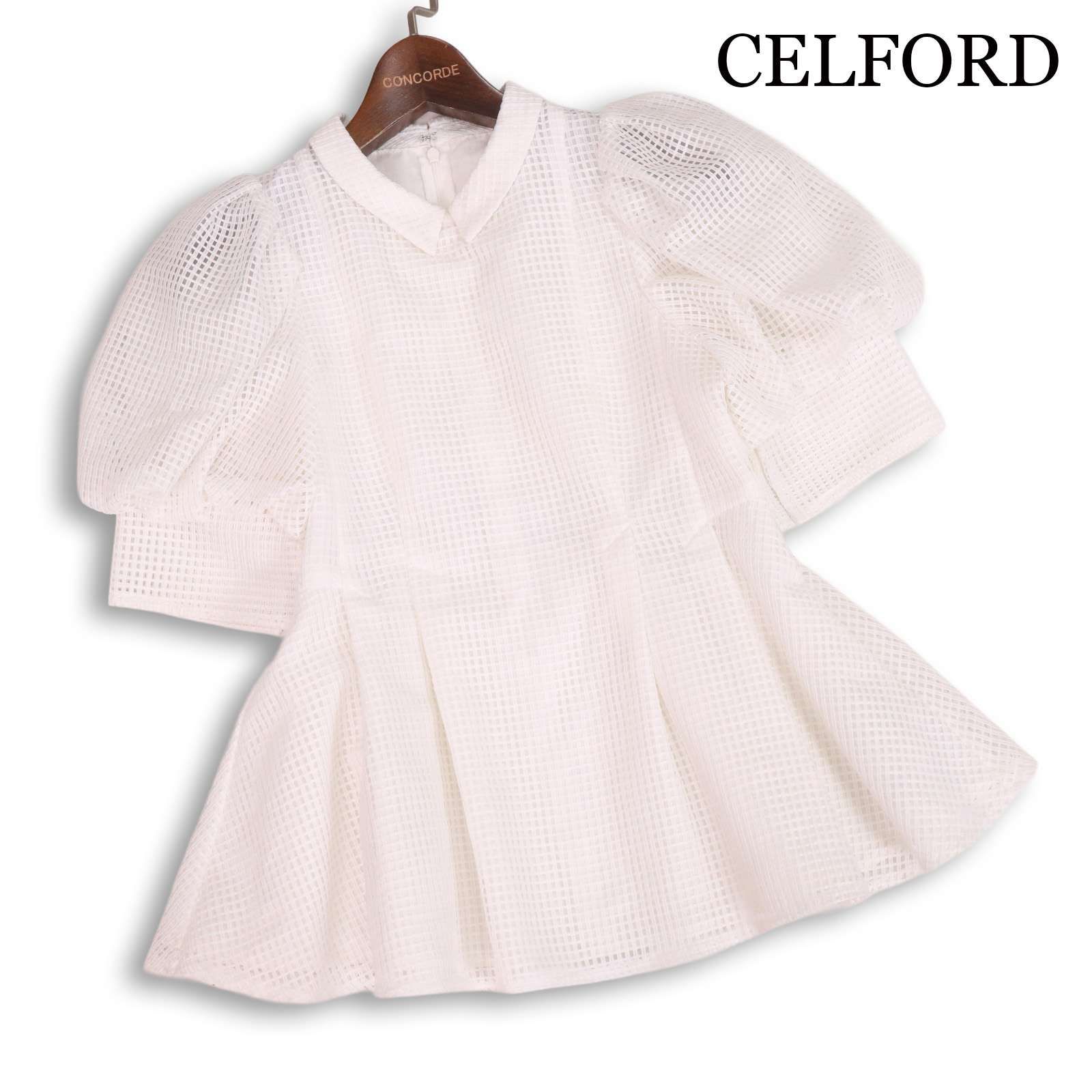 CELFORD セルフォード 春夏☆ パフスリーブ メッシュ ブラウス シャツ