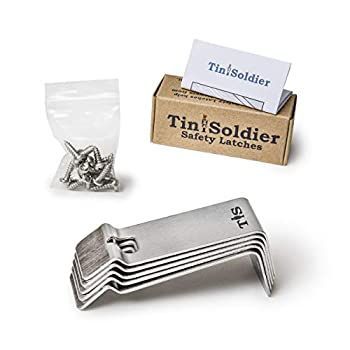 金属製安全ラッチ キャビネットと引き出し用 (5個セット) 高耐久ステンレススチール 家庭 キッチン バスルーム ガレージ ボート RV 子供やペット