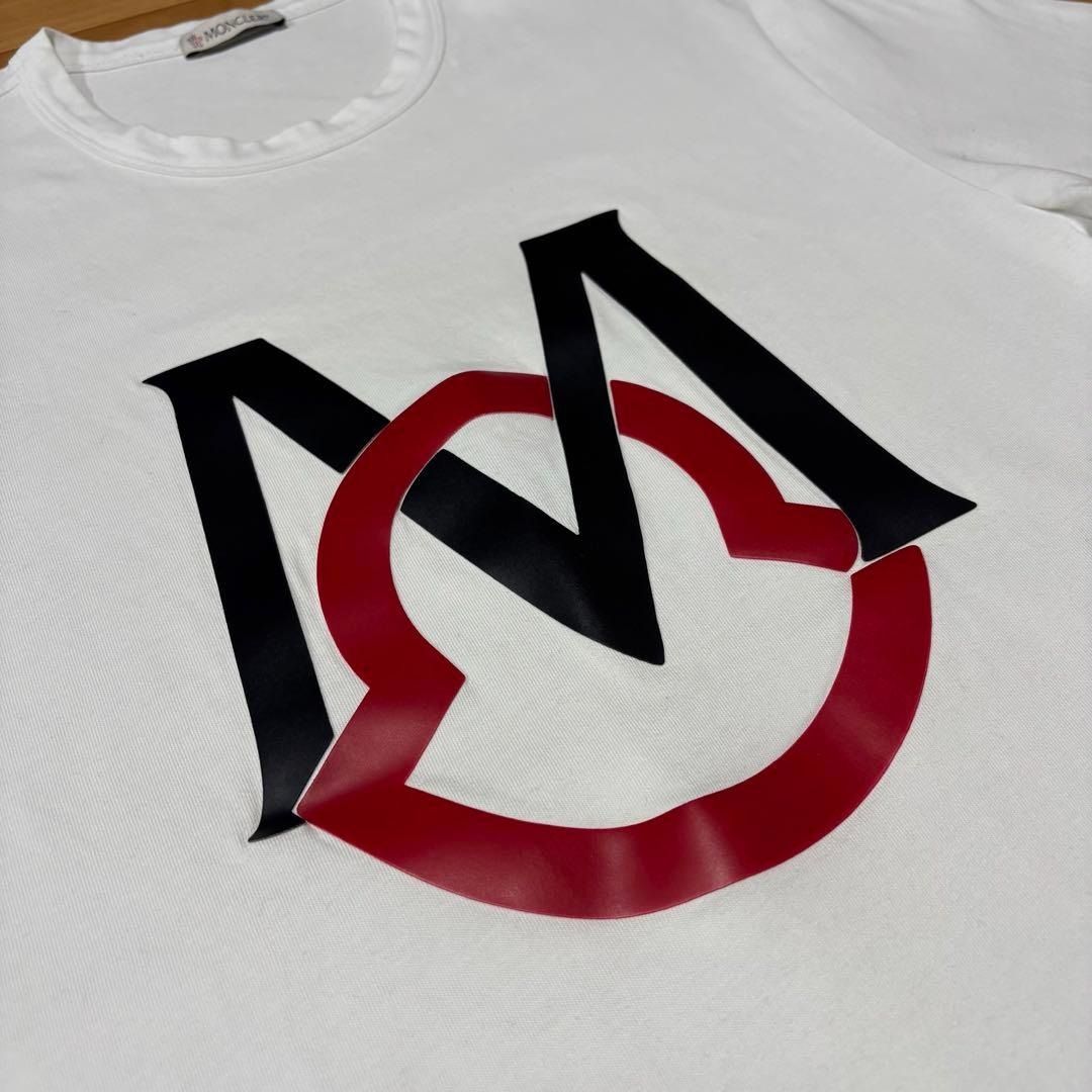 モンクレール ビッグロゴ プリントロゴ ホワイト S 白Tシャツ 5S260 