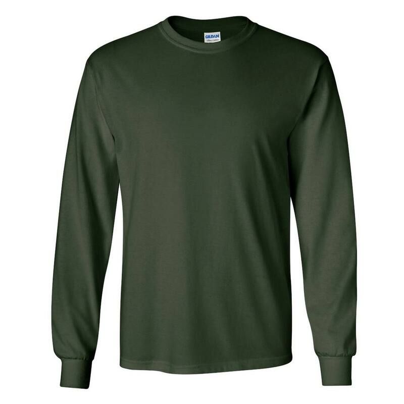 ギルダン メンズ トップス Tシャツ クルーネック コットン Gildan Mens Plain Crew Neck Ultra Cotton Long Sleeve TShirt Forest Green グリーン